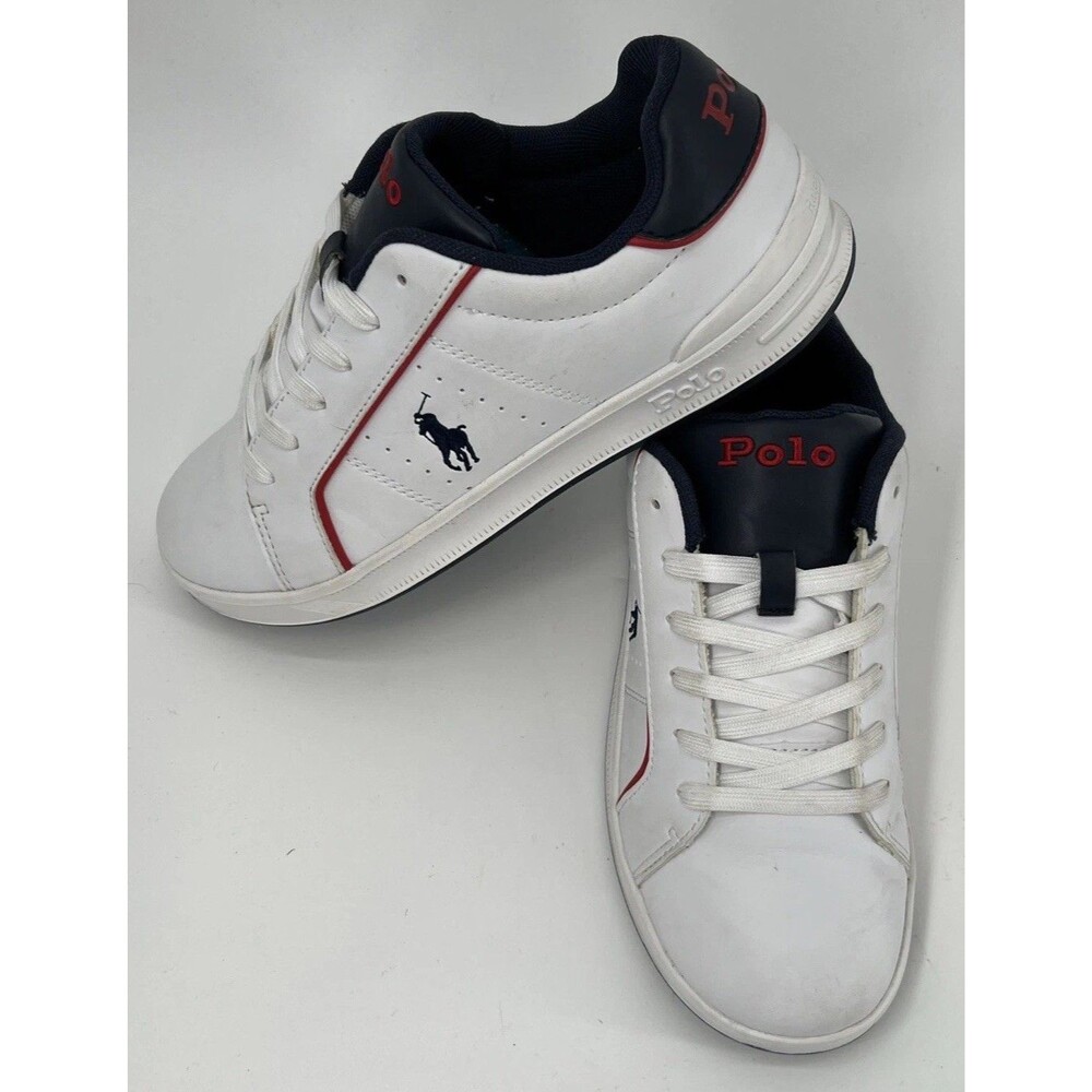 Ralph Lauren Heritage Court Low White Classic Preppy Sneakers Womens 7 Kids 5
